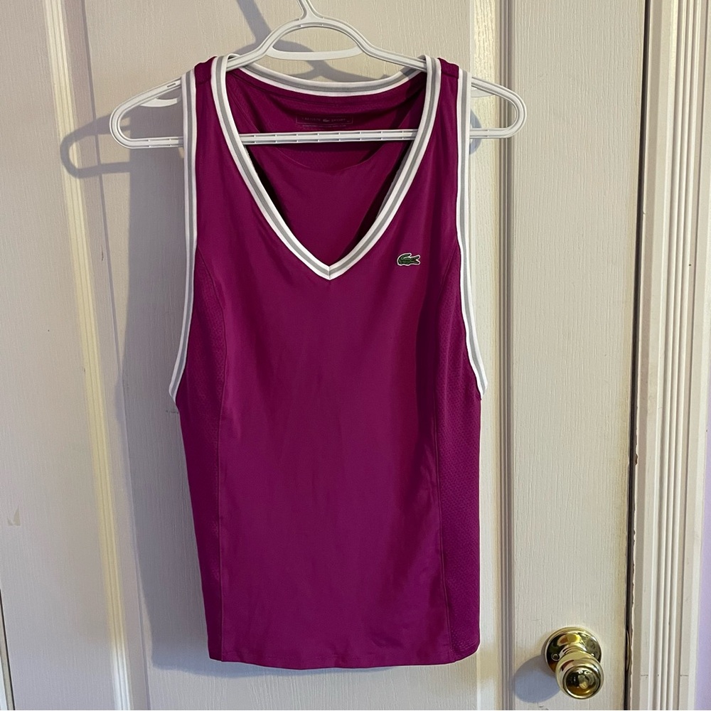 Lacoste Sport Fuchsia Sleeveless Athletic Tank with Build-in Bra.